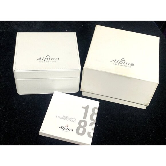 Alpina Watch Box Presentation White Cardboard Case Display Empty With Booklet - Picture 2 of 8